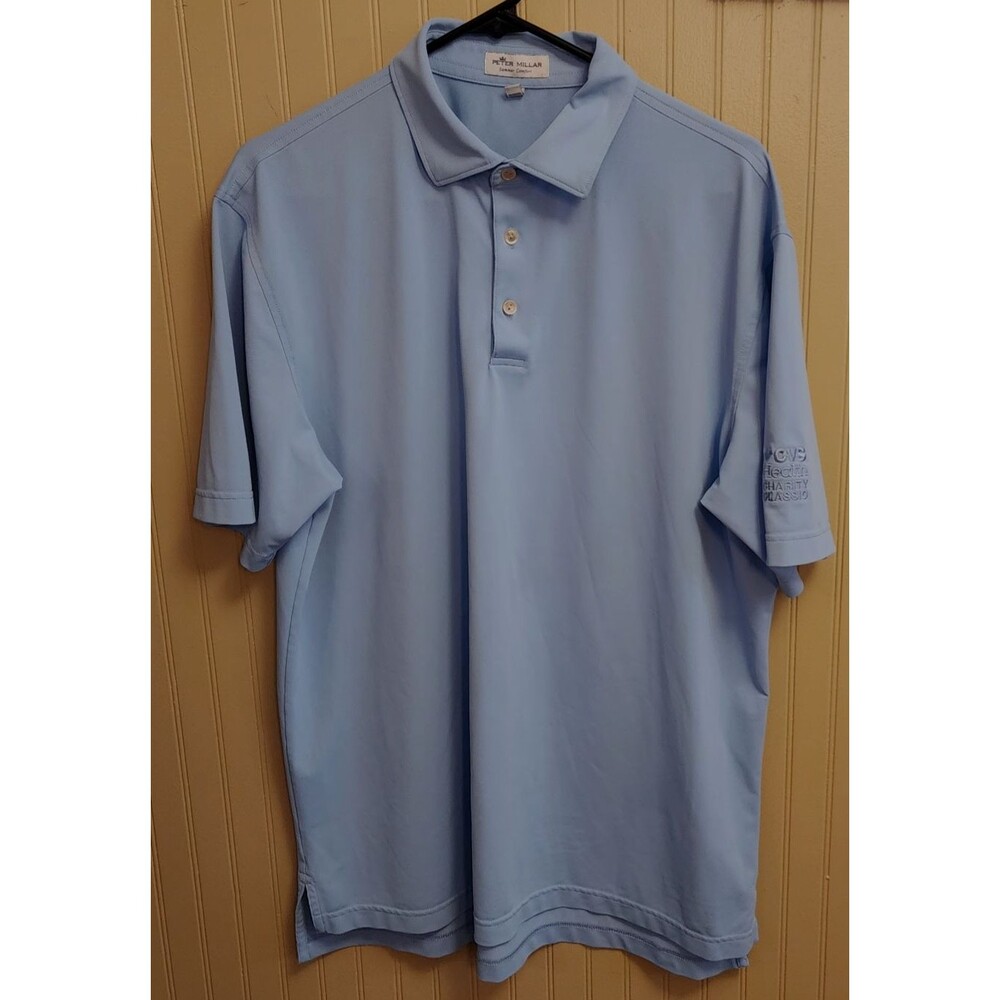 Peter Millar Summer Comfort Blue CVS Health Charity Golf Classic Men Polo Size L